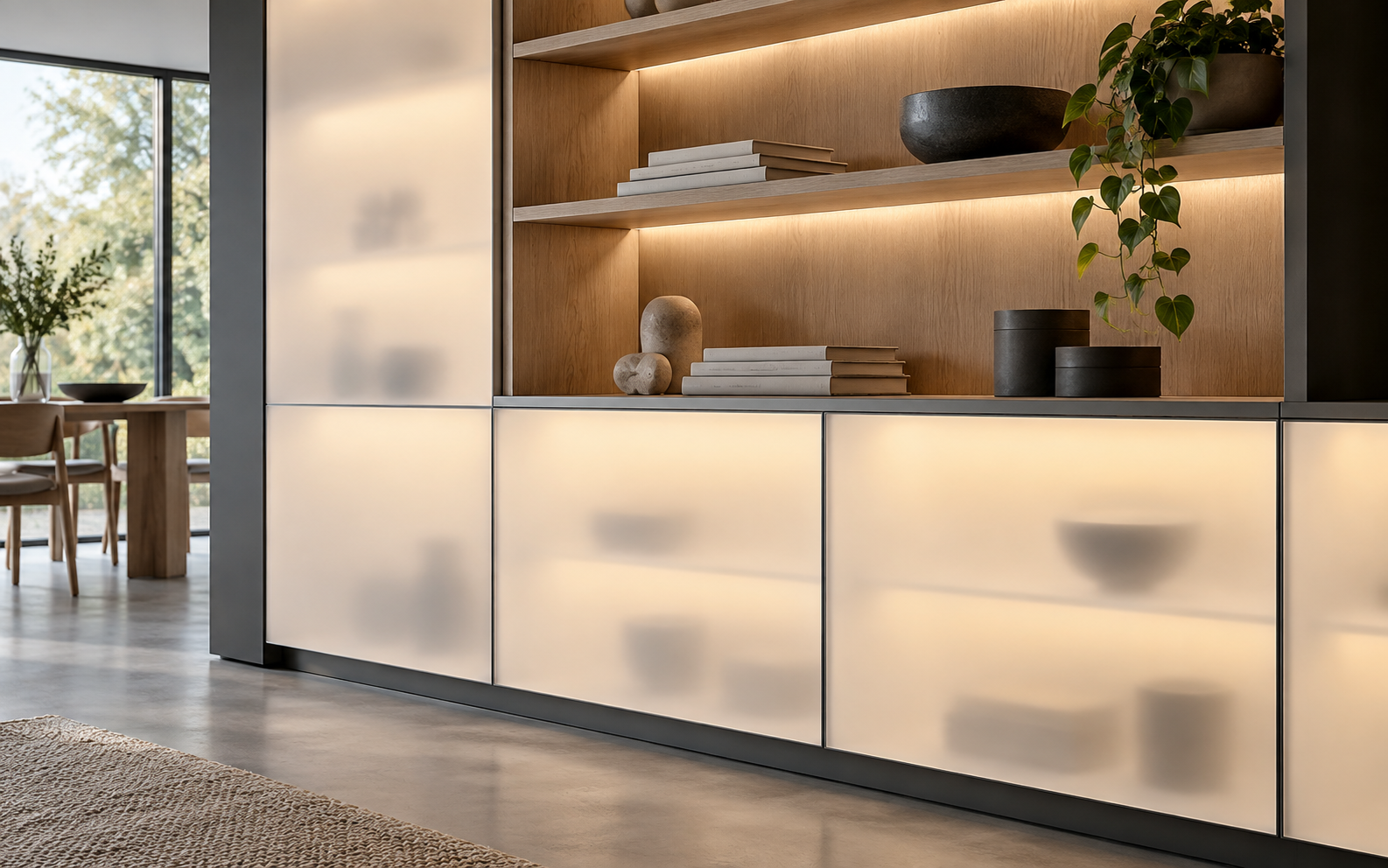 Satin-finished acrylic sheet for furniture and interior design